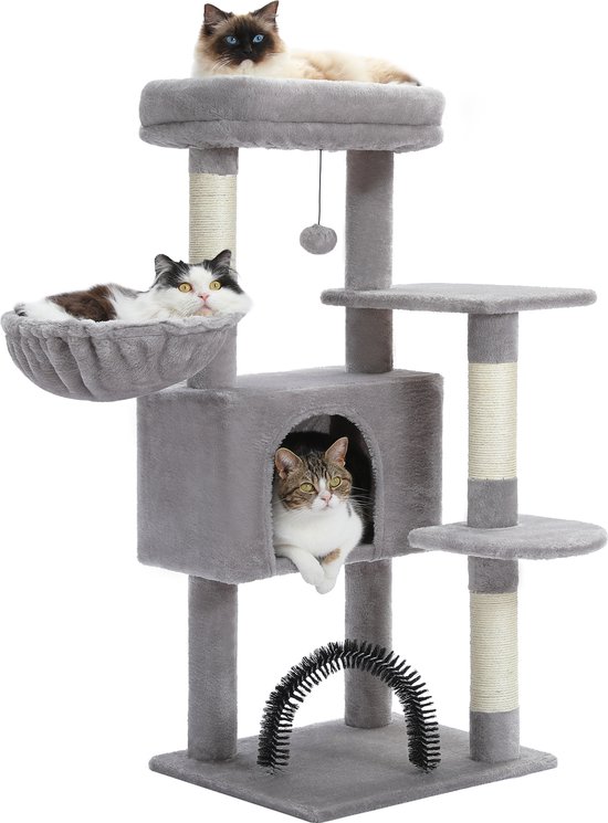 COSTWAY Krabpaal, krabton met schattige melktheevorm, kattenboom met sisalpalen en speelballen, kattenkrabpaal met hol, speelton voor katten, kattenmeubels, krabtoren, 37 x 37 x 67 cm (paars COSTWAY Krabpaal, krabton met schattige melktheevorm, kattenboom met sisalpalen en speelballen, kattenkrabpaal met hol, speelton voor katten, kattenmeubels, krabtoren, 37 x 37 x 67 cm (paars