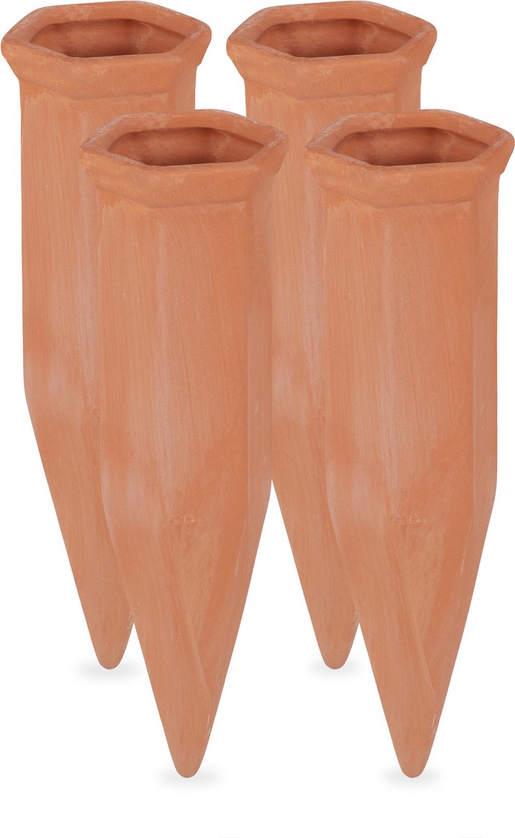 waterdruppelaar keramiek - set van 4 - kamerplanten - voor fles - terracotta-look