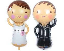 Een Bruidspaar 80cm - Grote ballonnen voor bruiloft of huwelijks jubileum - Man & Vrouw - Bruid & Bruidegom