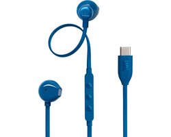 JBL Tune 305C - USB-C Oordopjes voor iPhone 15, 16 & 17 - Bedrade In-ear met Microfoon - Oortjes Bedraad - JBL Pure Bass Sound - Android & Laptop - Blauw