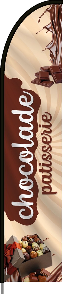 Beachflag - Chocolade Patisserie - Vlag + Hengelsysteem + Draagtas - Actievlag.nl