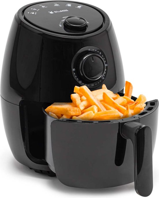 BluMill Mini Airfryer - Compacte Heteluchtfriteuse - Airfyer 2 Personen - 1000W - 2L
