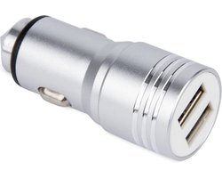 DrPhone A1 Pro Dubbele Poort USB 3.1A ( 2.1A/1A) Auto Oplader + Hamer Functie - Reis Lader - USB lader - Zilver