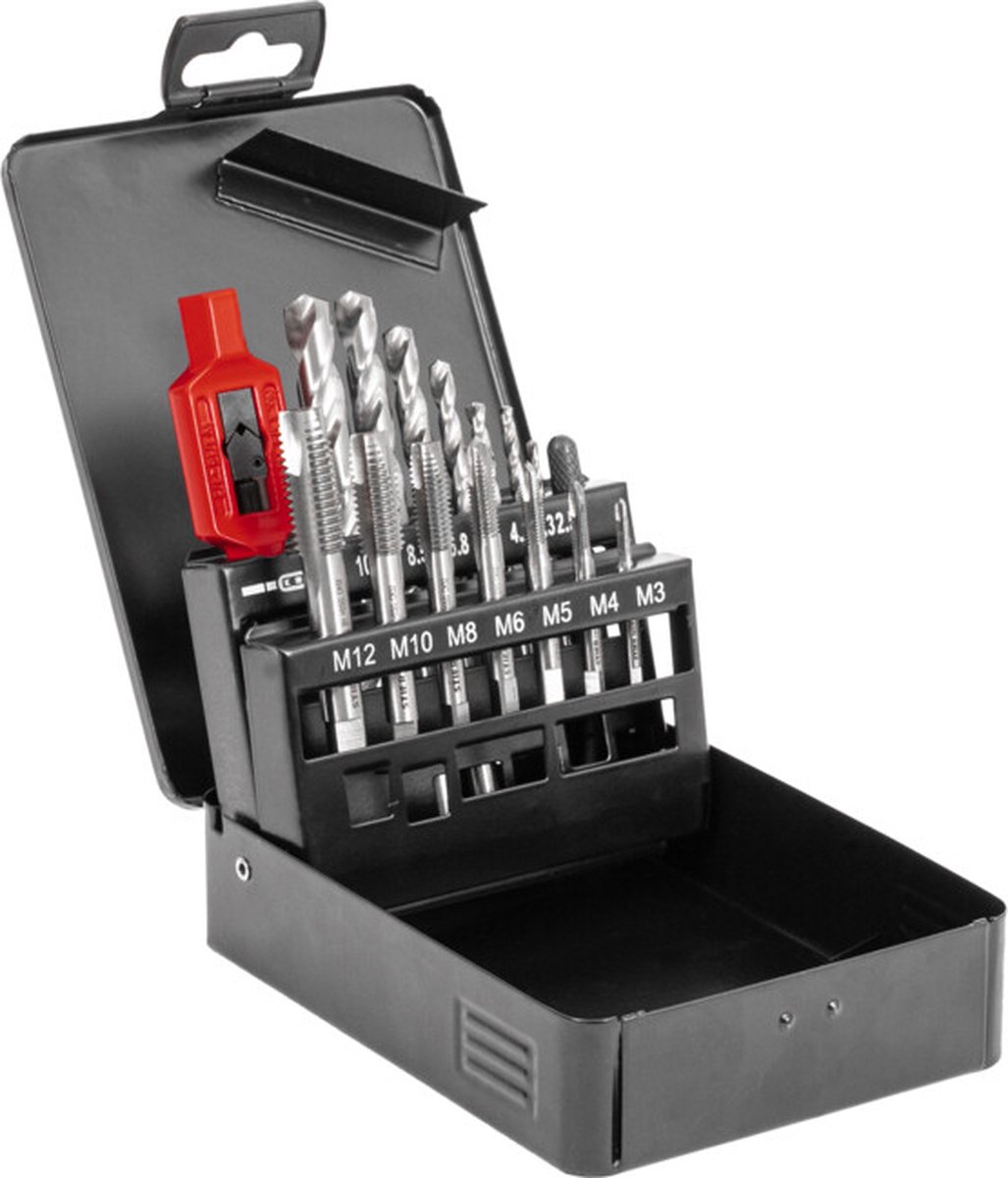 STIER - Draadsnijgereedschapset 15-delig M3-M12 - HSS-G