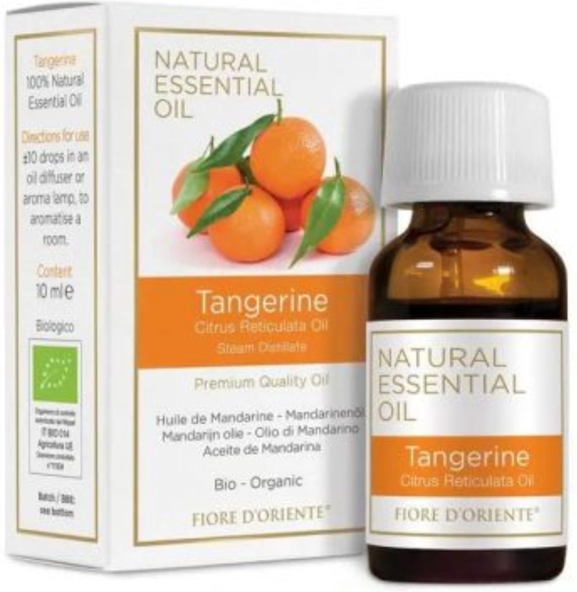 Goedkoopste Etherische olie - Tangerine - Sinaasappel - 10ml - met neusinhalator - Opbeurend - Biologische olie - tegen Stress