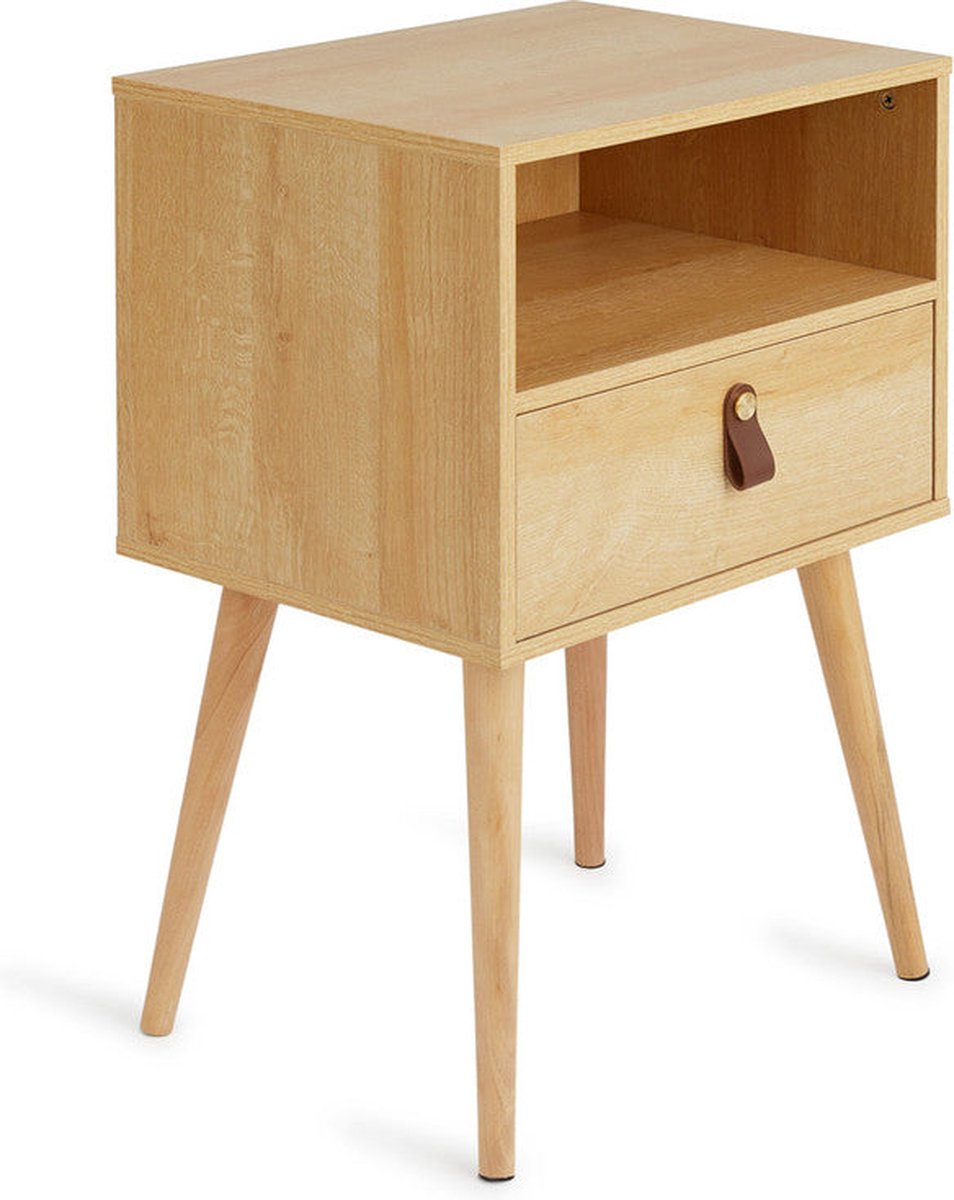 Lifa Living Nachtkastje Romee - met Lade en Open Vak - 40 x 30 x 60,5 cm - Naturel