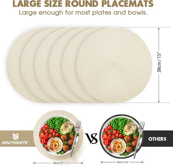 Set van 4 placemats en onderzetters, driehoekig, ovaal, leeg