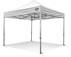 Easy Up Partytent | Vouwtent | 3x3m | GO-UP40P instap model | Aluminium | Wit | Inclusief gratis sterke pvc opberghoes en spanbanden set met haringen