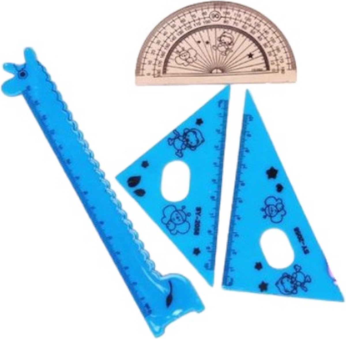 Hiden - Meetset voor kinderen - Tekenset - Leren Tekenen - Tekenen voor Kinderen - Meten en Meetkunde - Meetaccessoires - Tekenen & Meten - 4 stuks