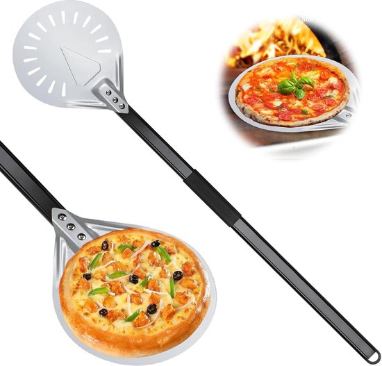G.a HOMEFAVOR Zilver Aluminium Pizzaschep, Industriële Bakpan, 30 x 120 cm, Geperforeerd, Afneembare Handgreep, Ovenveilig, 900 g