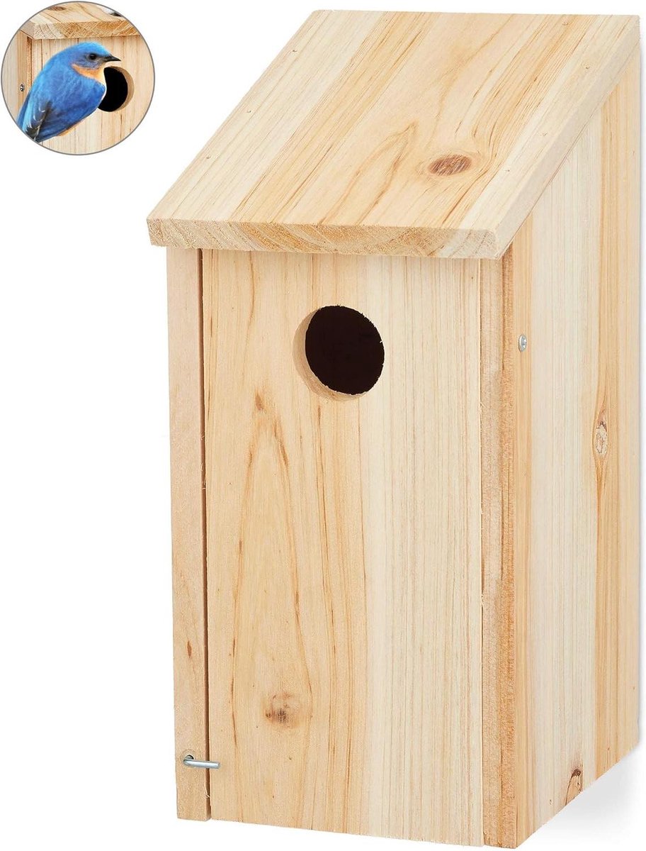 Vogelhuisje hangend houten nestkast onbehandeld Ø 32 cm tuin natuurlijke uitstraling Vogelhuisje