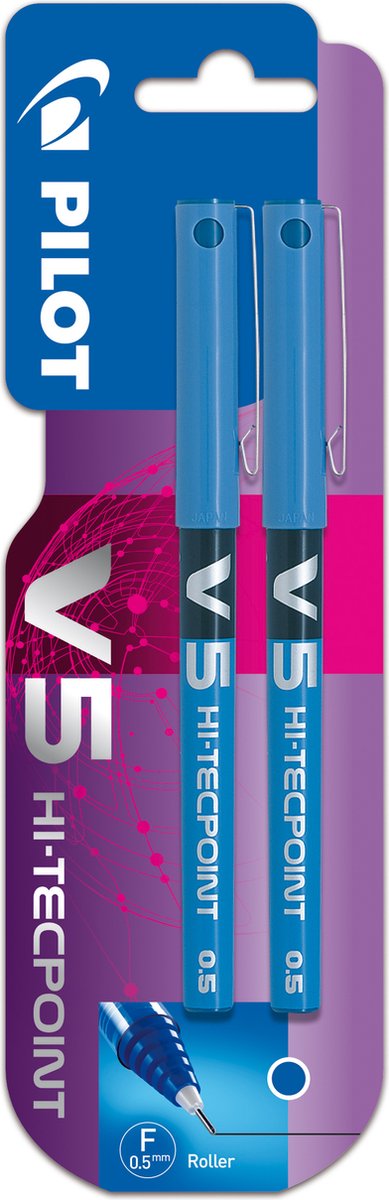 Pilot Hi-Tecpoint V5 Stickpen Blauw 2 stuks