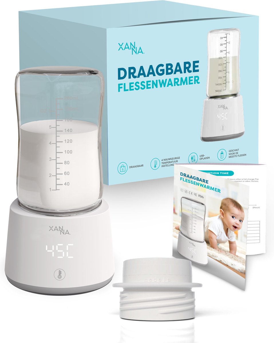 Goedkoopste Xanna® Draagbare Baby Flessenwarmer voor Onderweg - Inclusief 1 adapter - Geschikt voor Smalle Hals Dr. Brown's, Difrax, Medela & Nanobebe, AVENT Philips, Chicco & Dodie - Wit