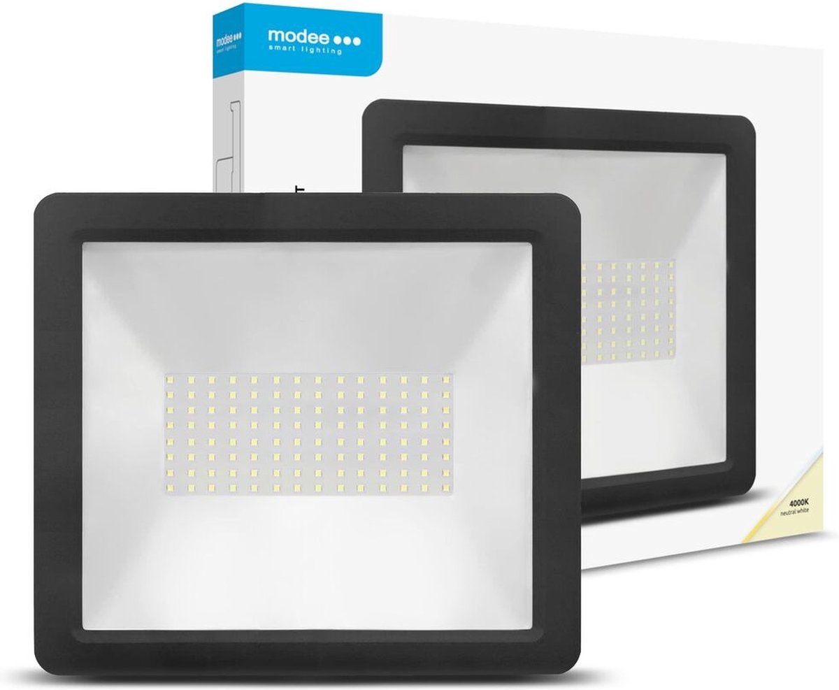 Modee LED Bouwlamp 100W 4000K 8000lm Zwart IP65 | Geen fitting | Koel Wit | 100 watt | 25.000 Branduren