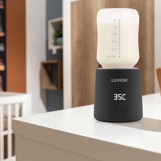 LUVION® Draagbare Flessenwarmer Ultra Pro - Zwart - Speciale roerfunctie voor gelijkmatig opwarmen van borstvoeding en mixen van kunstvoeding - Geschikt voor nagenoeg alle merken babyflesjes - Onderweg draadloos je baby fles verwarmen van Luvion — afbeelding 4