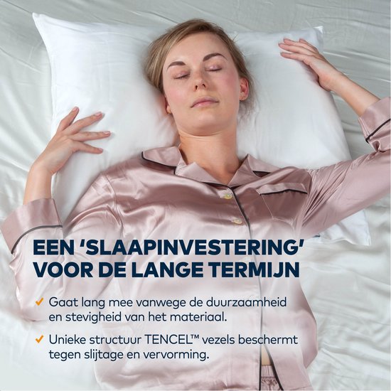 Slowwave NightBreeze kussensloop - 100% TENCEL™ lyocell - Zacht en comfortabel - Beschermt de gezichtshuid - Vochtregulerend - Hypoallergeen en antibacterieel - Kleur: Arctic White - Formaat: 60 x 70cm