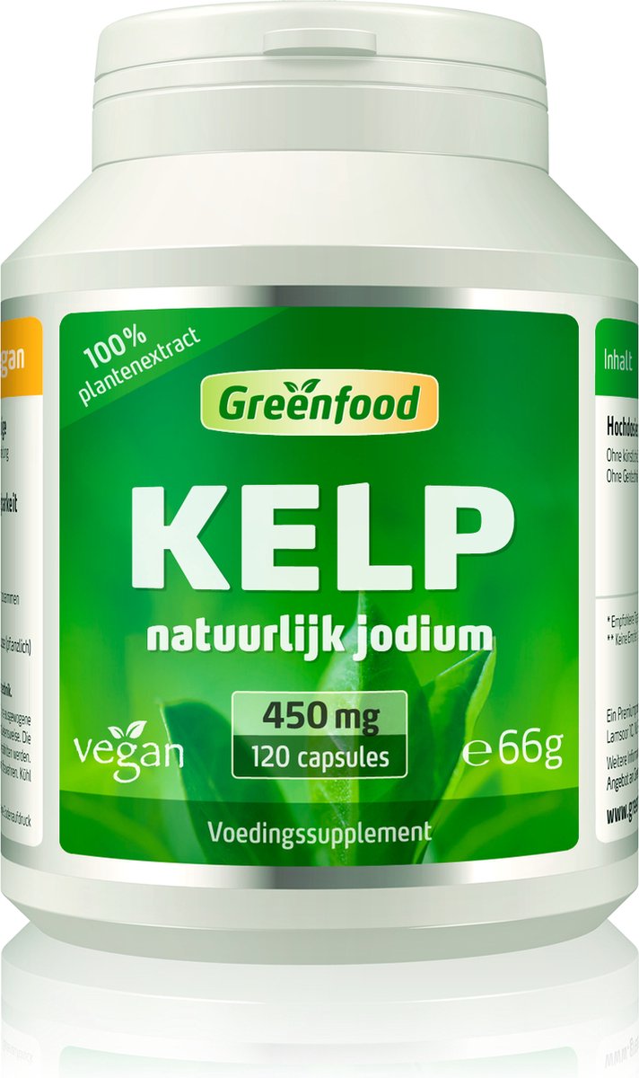 Goedkoopste Greenfood Kelp, 450 mg, capsules - natuurlijk jodium (100 dagelijkse behoefte) uit de bruine alg. Zonder kunstmatige toevoegingen, zonder genetische manipulatie. Veganistisch.
