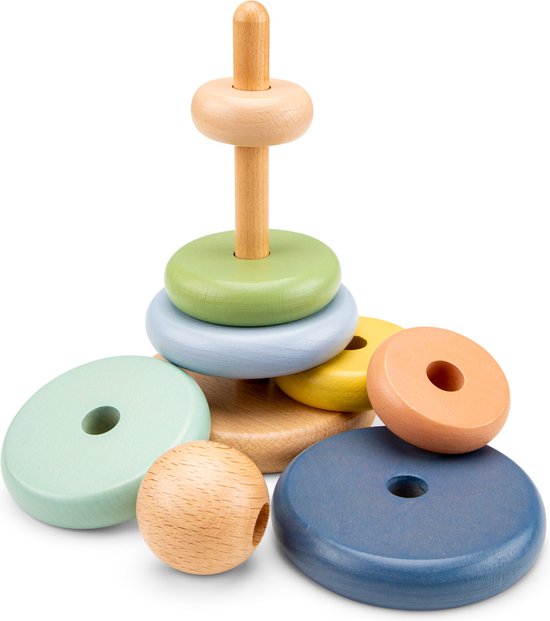 New Classic Toys - Houten Stapelringen - Stapeltoren - Ring Stapelaar - FSC van New Classic Toys — afbeelding 4
