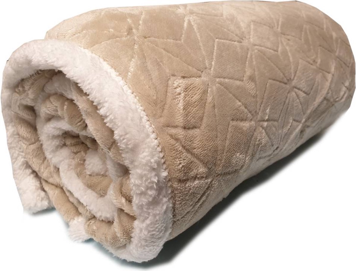 Better Nights - Plaid - Zeni Beige - 130x160 - Sherpa - Beige - Fluffy - 100% Polyester - Fake flannel