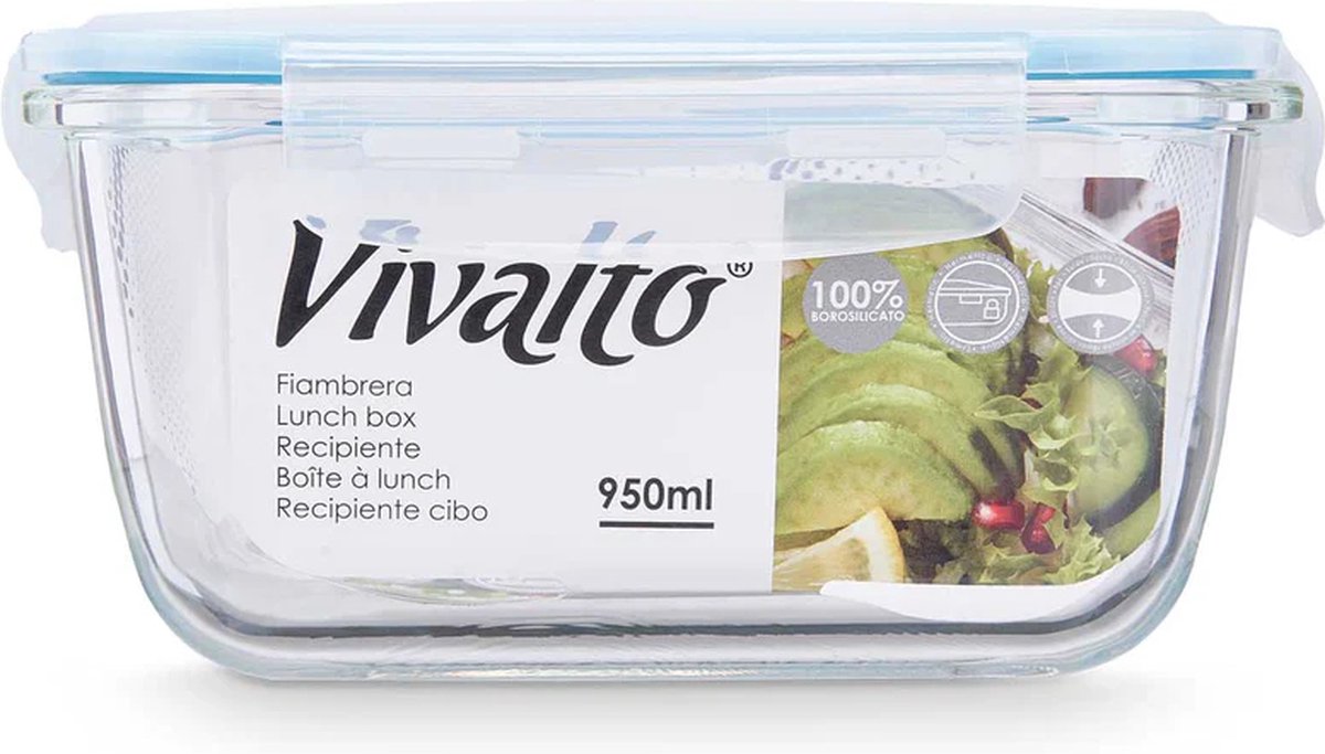 Hermetische borosilicaat lunchbox 950ml