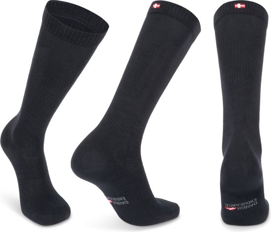 DANISH ENDURANCE Bas de Compression Femme & Homme - Bas de Compression - Katoen Biologique - 14-18 mmHg - Course à pied & Sports - Zwart - 1 paire - Taille 39-42 (M)