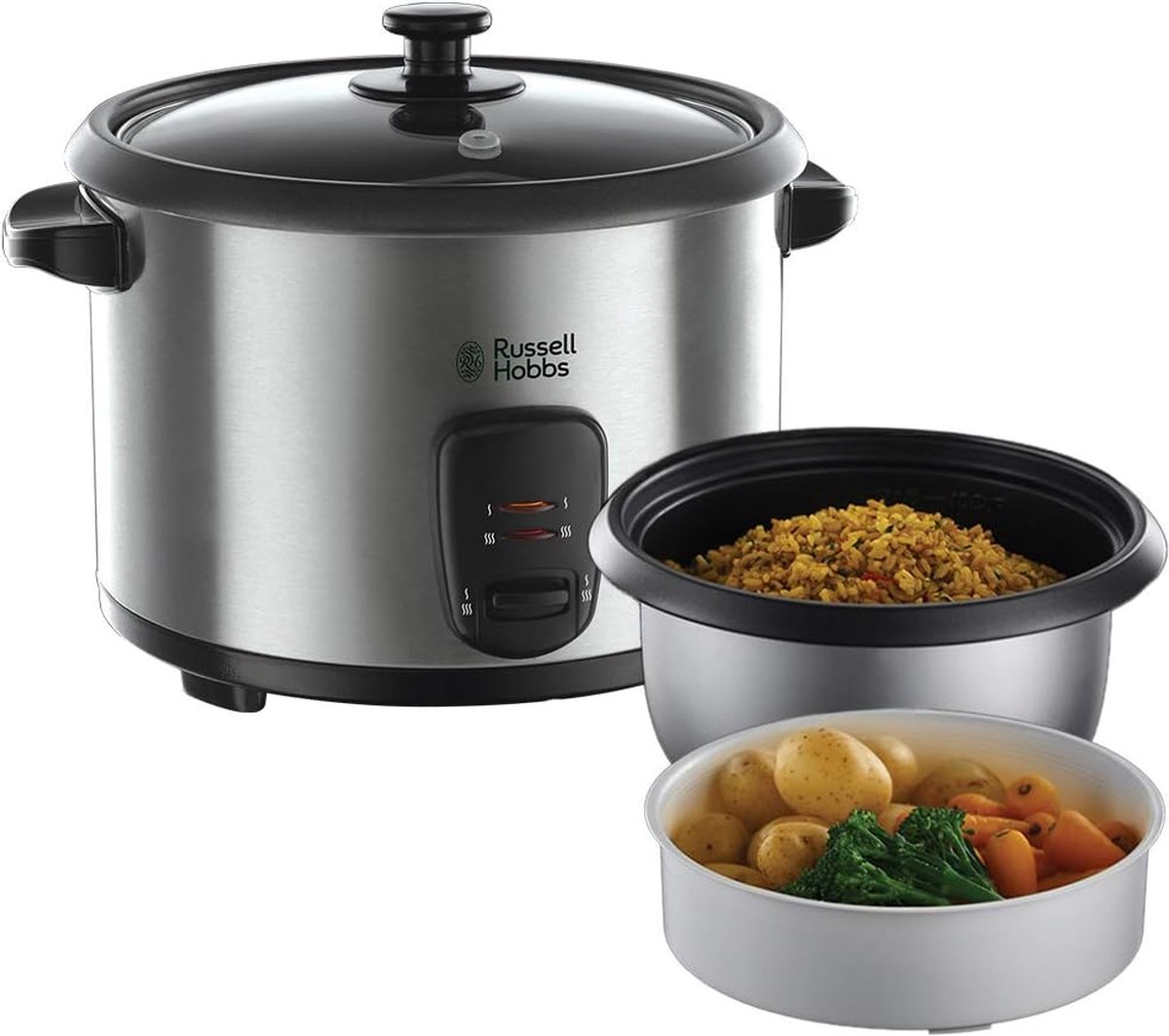 Rijstkoker Profesioneel BPA vrij 700W 10koppen rijst 1.8L inhoud Warmhoud functie RVS Roestvrij staal en kunststof Zilver
