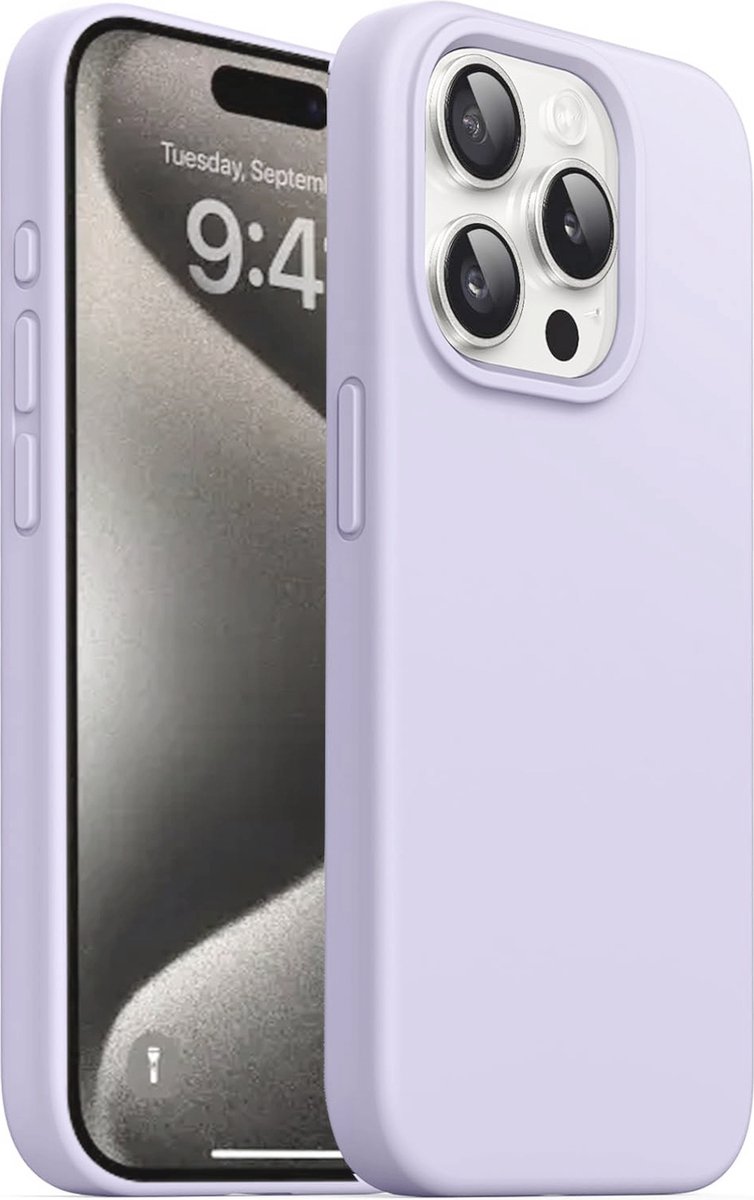 BixB hoesje geschikt voor iPhone 15 Pro Max Hoesje Siliconen - liquid Backcover - Lila