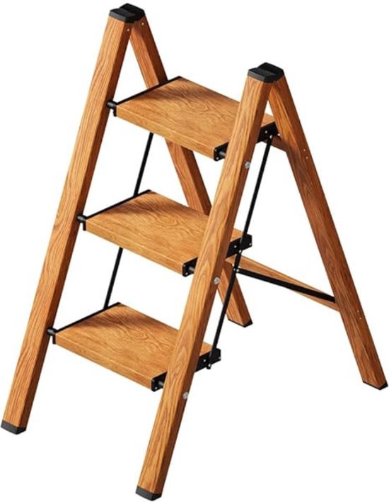 3 stappen ladder stoel houten ladder kruk, opvouwbare trappen stoel thuis keukenbibliotheek multifunctionele opvouwbare stap kruk ladder rack beweegbaar