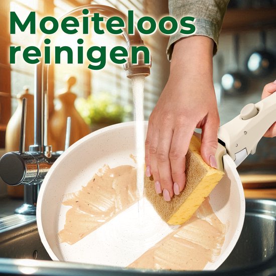 Just Perfecto 21 Delige Pannenset Inductie - Beige Pannenset Met Deksel Voor Gas en Inductie - PFAS vrij - Koudgrepen