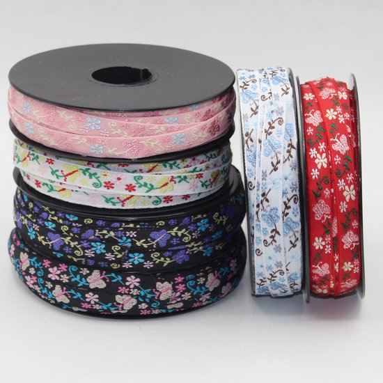 10 Meter Geweven Jacquard Lint Beige Crème Victoriaans
