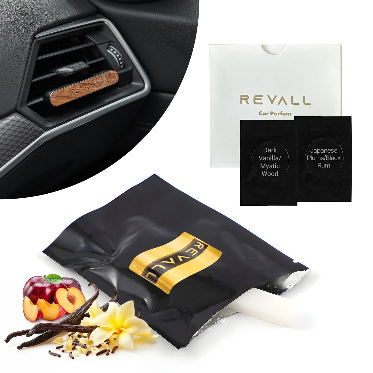 Goedkoopste REVALL® Auto Parfum Navullingen – Spiced Ember – 2 Stuks - Auto Geurverfrisser – Luchtverfrisser – Autogeur - Autoparfum