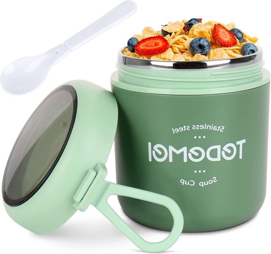 Set Muesli Cup To Go - Pot De Yaourt étanche Avec Cuillère - 760 Ml Et 560 Ml Pour