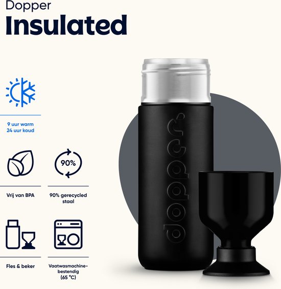 Dopper Thermosfles Insulated Drinkfles - Blazing Black - 580 ml