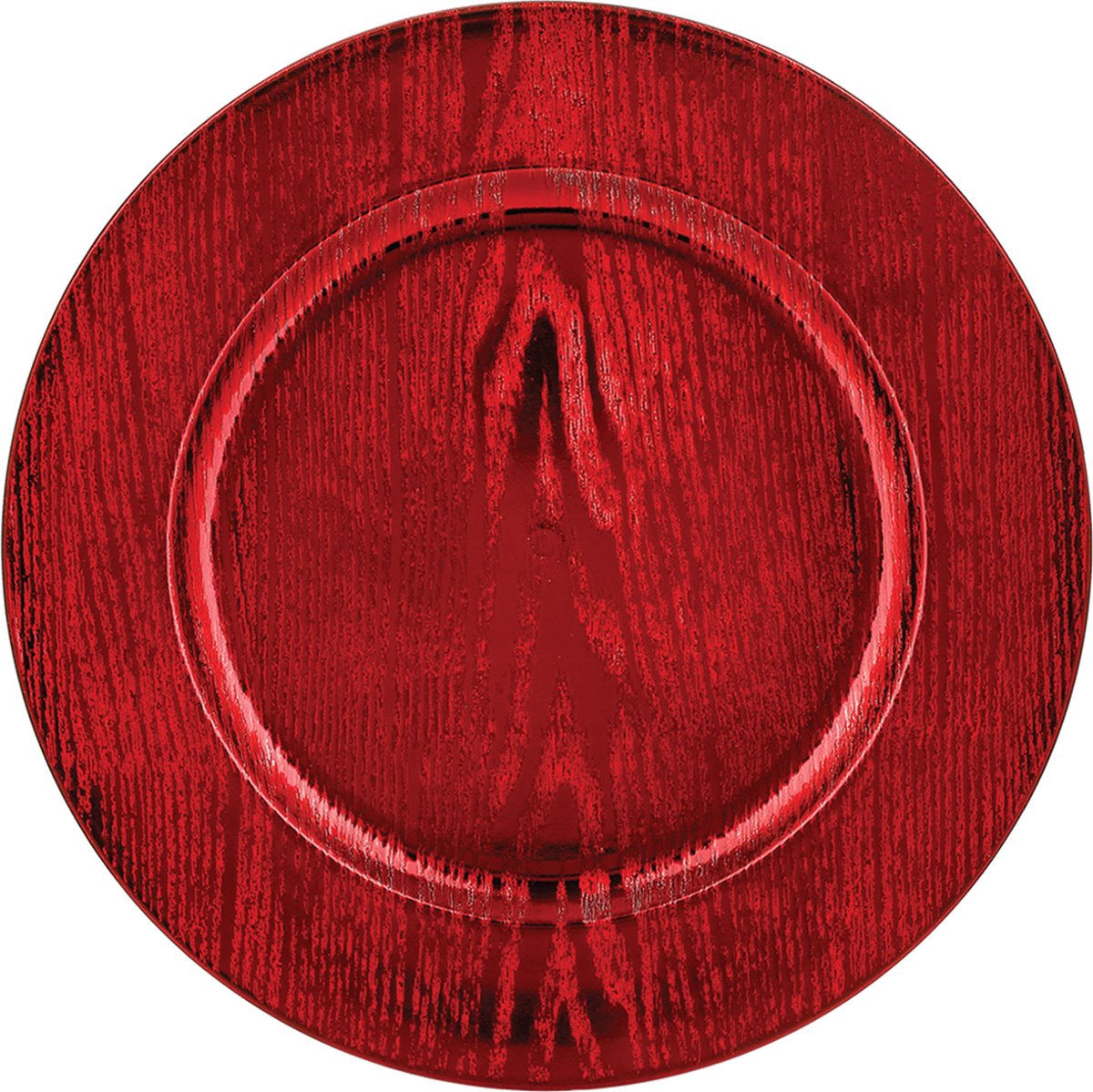 Feeric Kaarsenbord/onderbord - hout look - rood - kunststof - D33 x H2 cm- rond