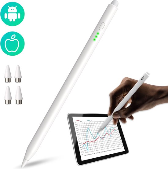 Foto: Siltcon stylus pen 2 in 1 universeel styluspennen stylus pen ipad geschikt stylus pen tablet palm rejection luxe opberghoes voor tablet ipad android en apple telefoons 4 extra punten