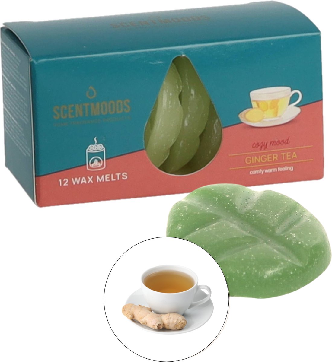 Scentmoods Gingertea Geurchips - Geurblokjes - Huisparfum - Geurchips - Waxmelts - Geschikt voor Geurbrander en Waxbrander - 12 Stuks