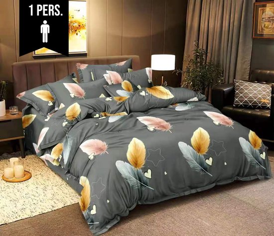 Parure de draps en micropercale - 2 personnes - Drap de dessus et drap de dessous - 4 pièces - Plume Dorée