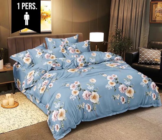 Ensemble de draps en micropercale - 1 personne - Drap supérieur et drap inférieur - 3 pièces - FlowerPower