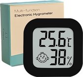 Hygromètre multifonction - Station météo - Humidimètre - Thermomètre intérieur - Incl. Batterie et bande adhésive - Zwart