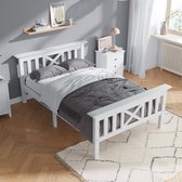 KOMHTOM Bed Eenpersoonsbed 90x200 cm Volwassenenbed Jeugdbed Houten bed met lattenbodem Wit