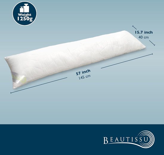 Zwangerschapskussens BeauNuit SK Zijslaapkussen 40x145 cm - Premium Body Pillow Lichaamskussen - Microvezel kussen - 1250 gram - ondersteuning - slaapkussen met hoesje Zwangerschapskussens van $ — afbeelding 3