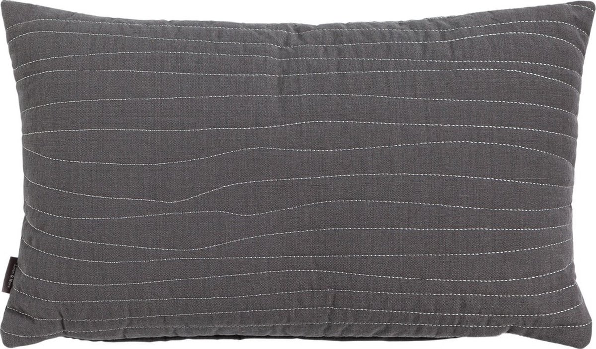 Linen & More Uneven Stitching Dark Grijs Kussen -30 X 50