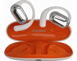 Voltma VoltFit Wireless Air Conduction Open Ear headphones - Draadloze oordopjes voor Sporten en Fitness - 4 ingebouwde microfoons - 45 uur speeltijd - Open Ear Wireless Earbuds - IPX4 Waterdicht Bluetooth koptelefoon met ENC Noise Cancelling (wit)