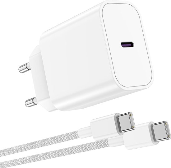 Foto: 20w usb c adapter usb c naar usb c kabel 3 meter geschikt voor iphone 15 en samsung oplader lader stekker kabels oplaadkabel