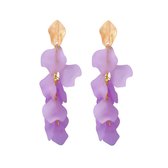 Boucles d'oreilles Feuille de Fleur - Violet | 12x4 cm | Boucles d'oreilles pendantes feuille de Bloem | Mode Favorite