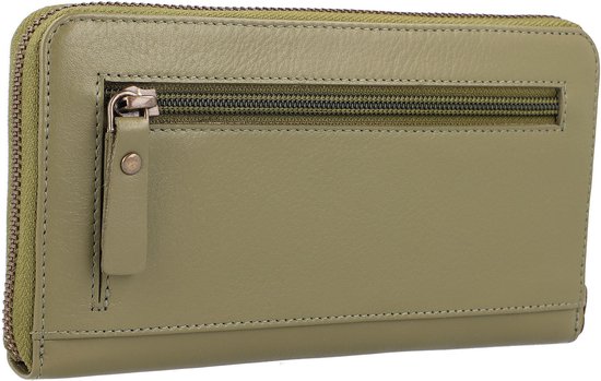 Esquire Cuir Porte-monnaie Peru Zip Around Wallet Olive