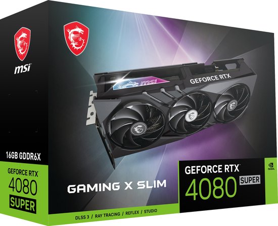 Videokaart – MSI – NVIDIA GeForce RTX 4080 SUPER 16G GAMING X SLIM – 16GB – GDDR6X – PCIe 4.0 – 2x HDMI 2.1 – 2x DisplayPort 1.4