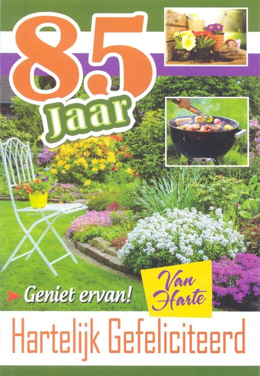 Wenskaart 85 Jaar Van Harte Hartelijk Gefeliciteerd - D3981/141 - Luxe verjaardagskaart - 12x17cm - Gevouwen Wenskaart inclusief envelop - Leeftijdskaart