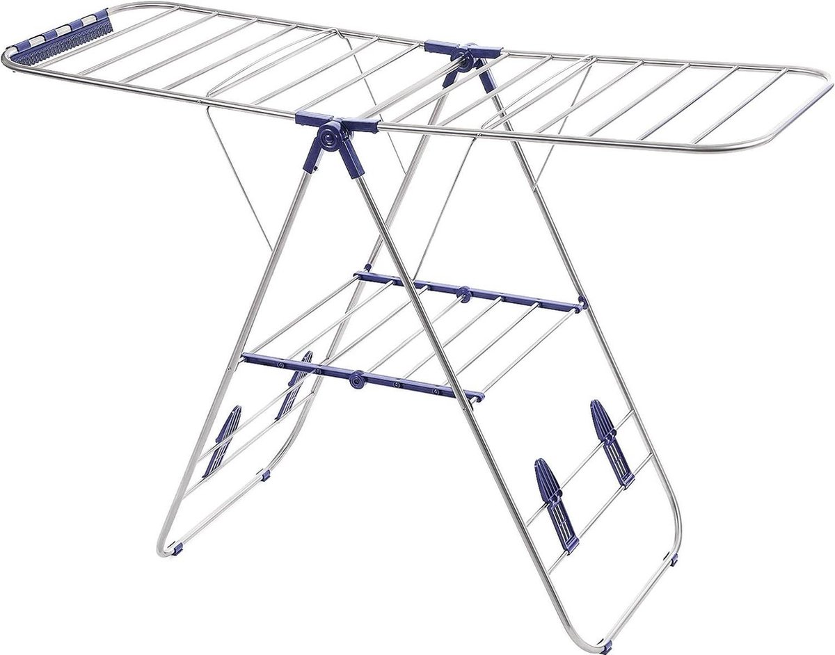 Goedkoopste Opvouwbaar wasrek - staande droger - kledingrek - vleugelwasrek - 16 m drooglengte - roestvrij staal - zilver