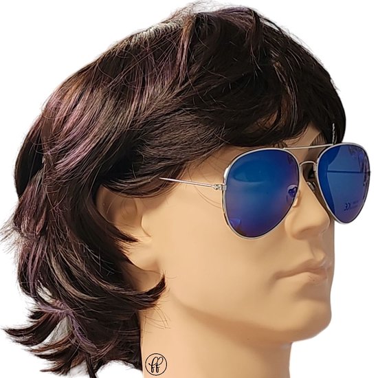 Fako Fashion® - Piloten Zonnebril - Pilotenbril - Piloot Zonnebril - Heren Zonnebril - Dames Zonnebril - Zilver - Blauw van Fako Fashion® — afbeelding 5